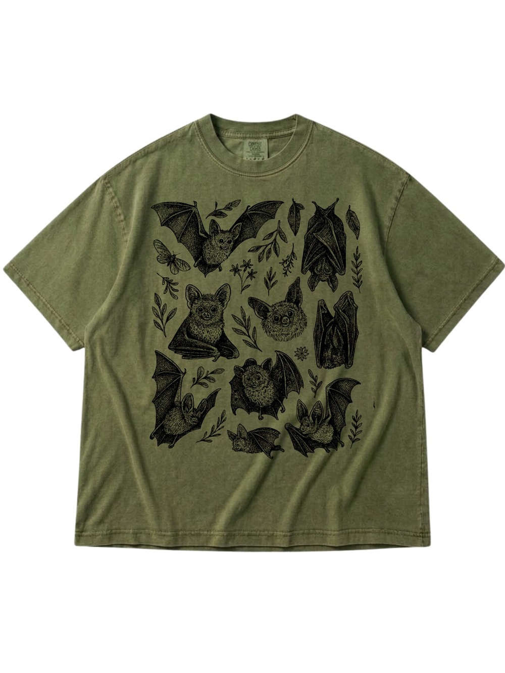 Comfort Colors Moss Green Bat Graphic Tee